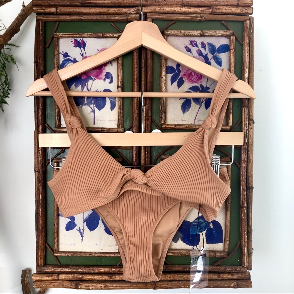 Minimale Animale Lagoon Ribbed Bikini Set Cognac